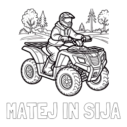 Online izdelana pobarvanka - Pobarvanka imena MATEJ IN SIJA in pobarvanka motorista na štirikolesniku