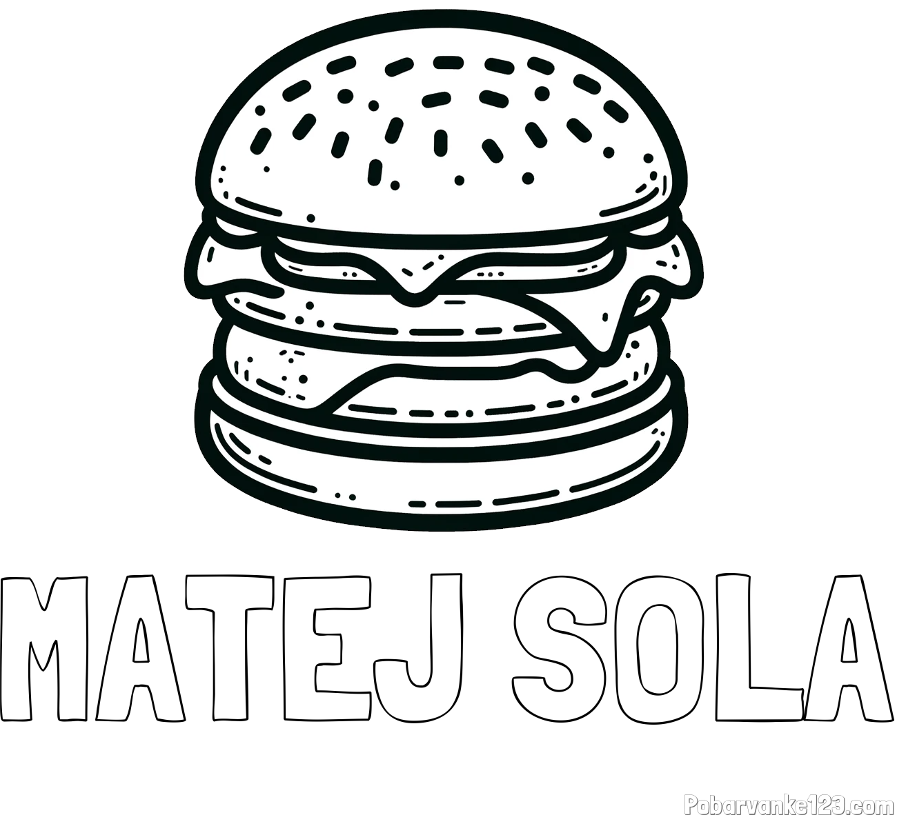 Pobarvanka imena MATEJ ŠOLA in preprosta pobarvanka hamburgerja