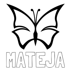 Pobarvanka imena MATEJA in otroška pobarvanka metulja