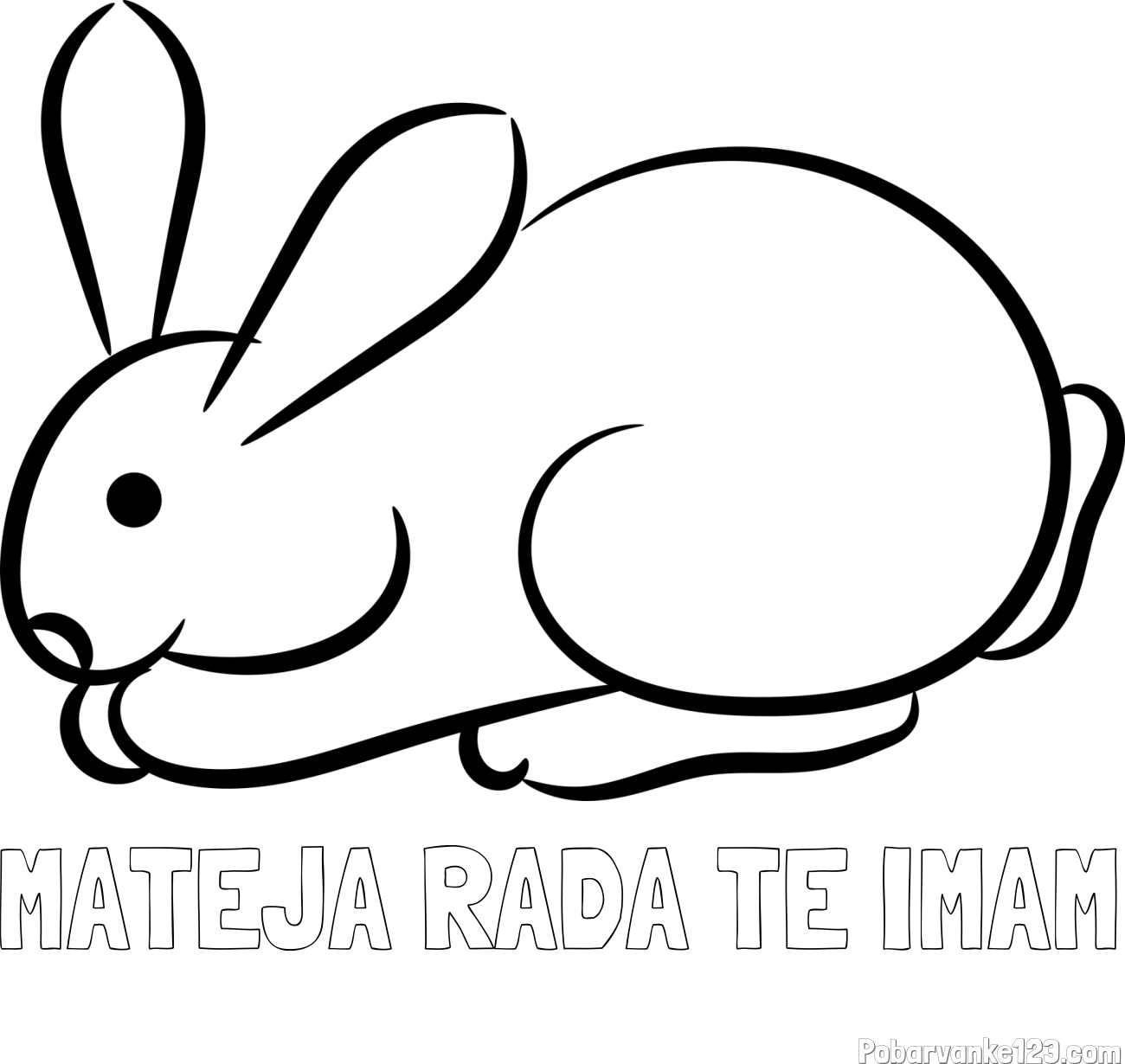 Pobarvanka imena MATEJA RADA TE IMAM in pobarvanka majhnega zajčka