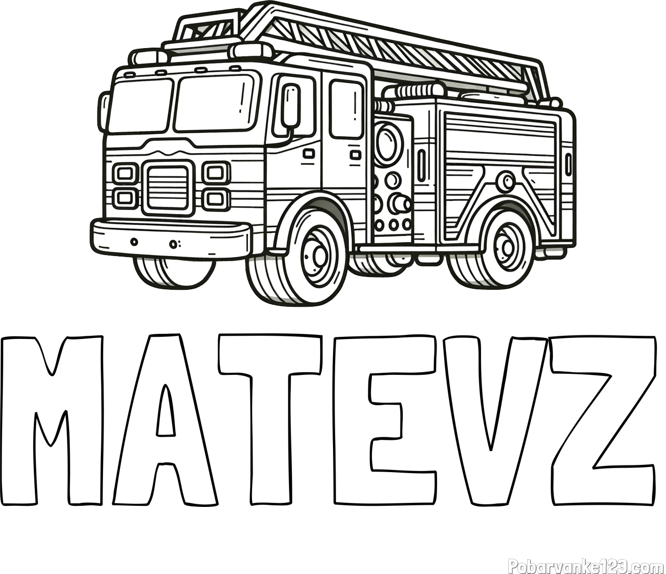Pobarvanka imena MATEVŽ in pobarvanka gasilskega avta z veliko podrobnostmi