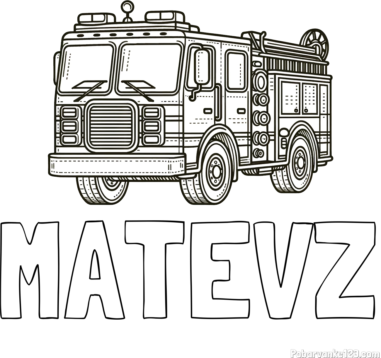 Pobarvanka imena MATEVŽ in pobarvanka gasilskega avta