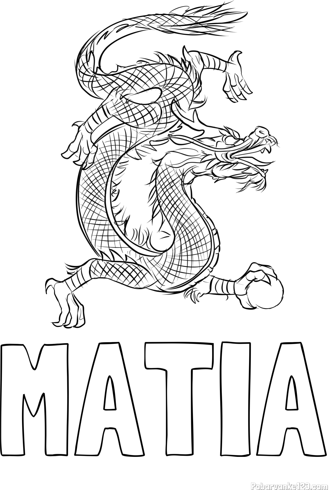 Pobarvanka imena MATIA in pobarvanka kitajskega zmaja