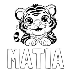 Online izdelana pobarvanka - Pobarvanka imena MATIA in pobarvanka tigrček
