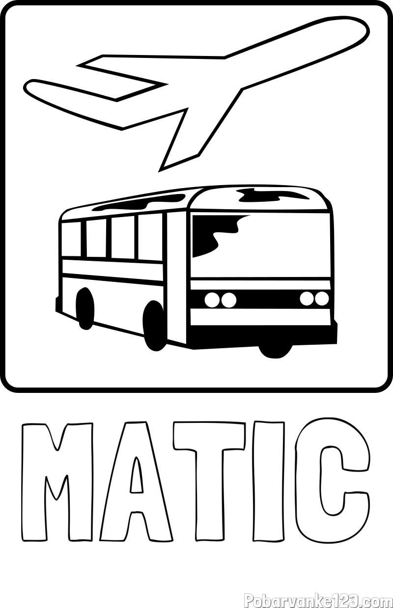 Pobarvanka imena MATIC in avtobus in letalo