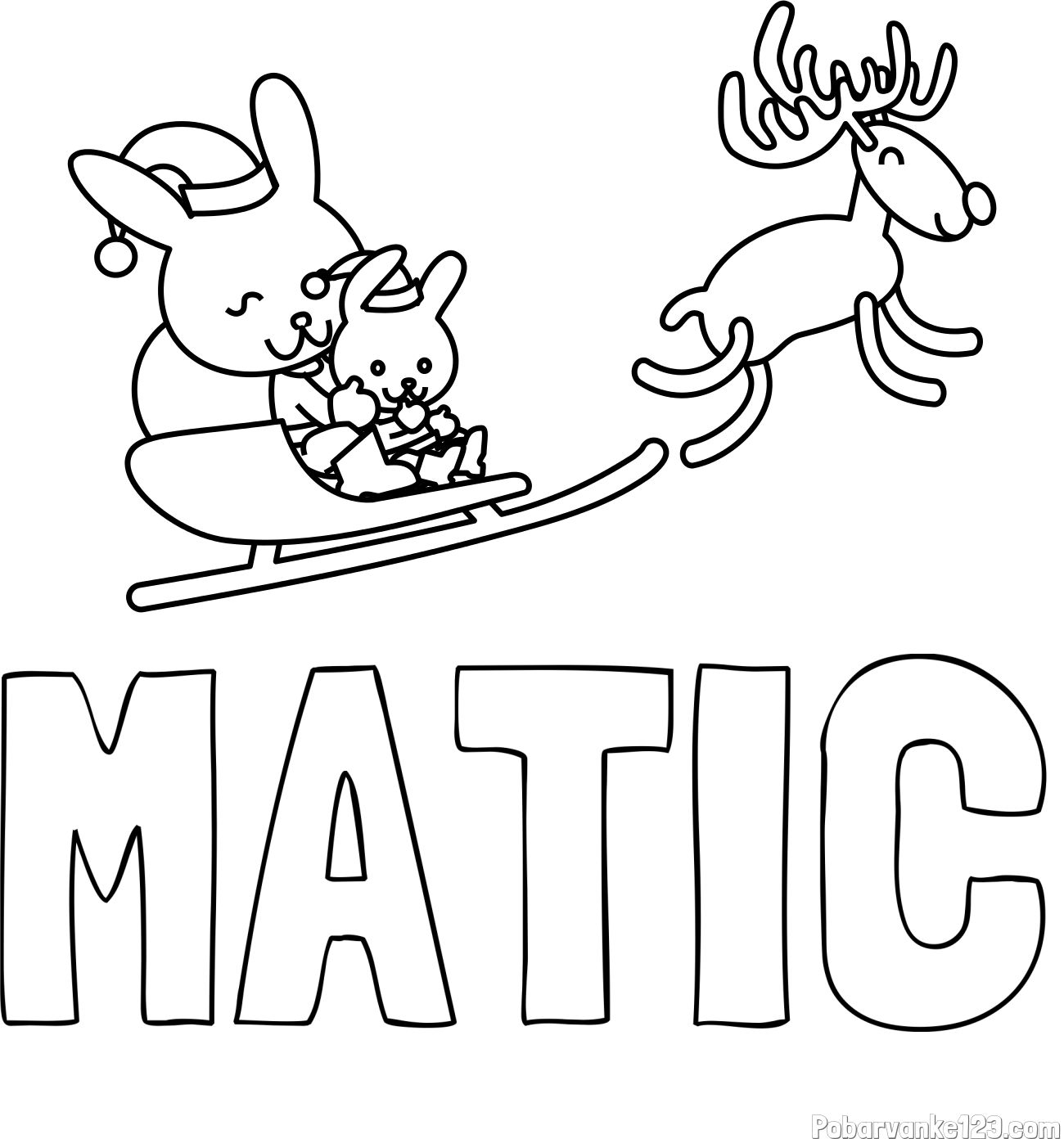 Pobarvanka imena MATIC in božične sani