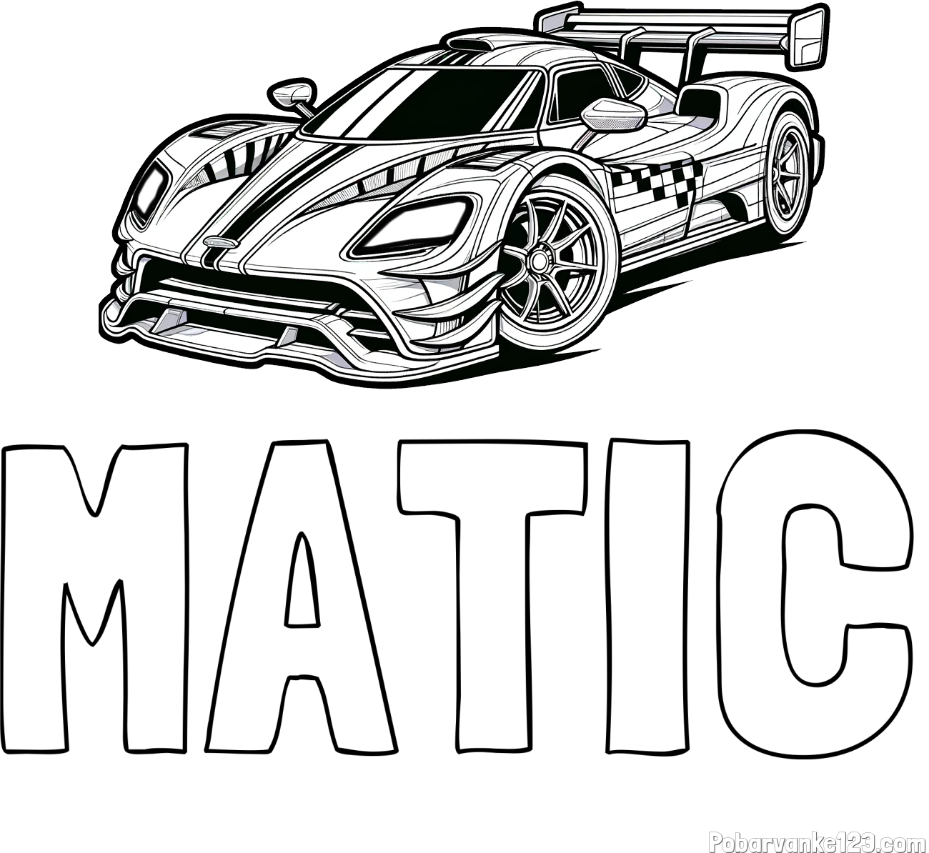Pobarvanka imena MATIC in pobarvanka modernega športnega avtomobila