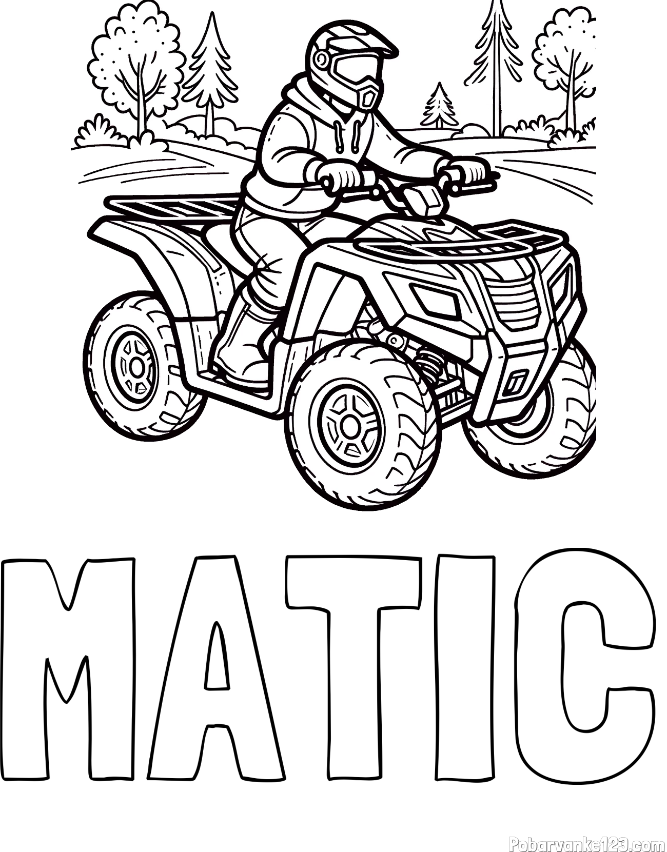 Pobarvanka imena MATIC in pobarvanka motorista na štirikolesniku