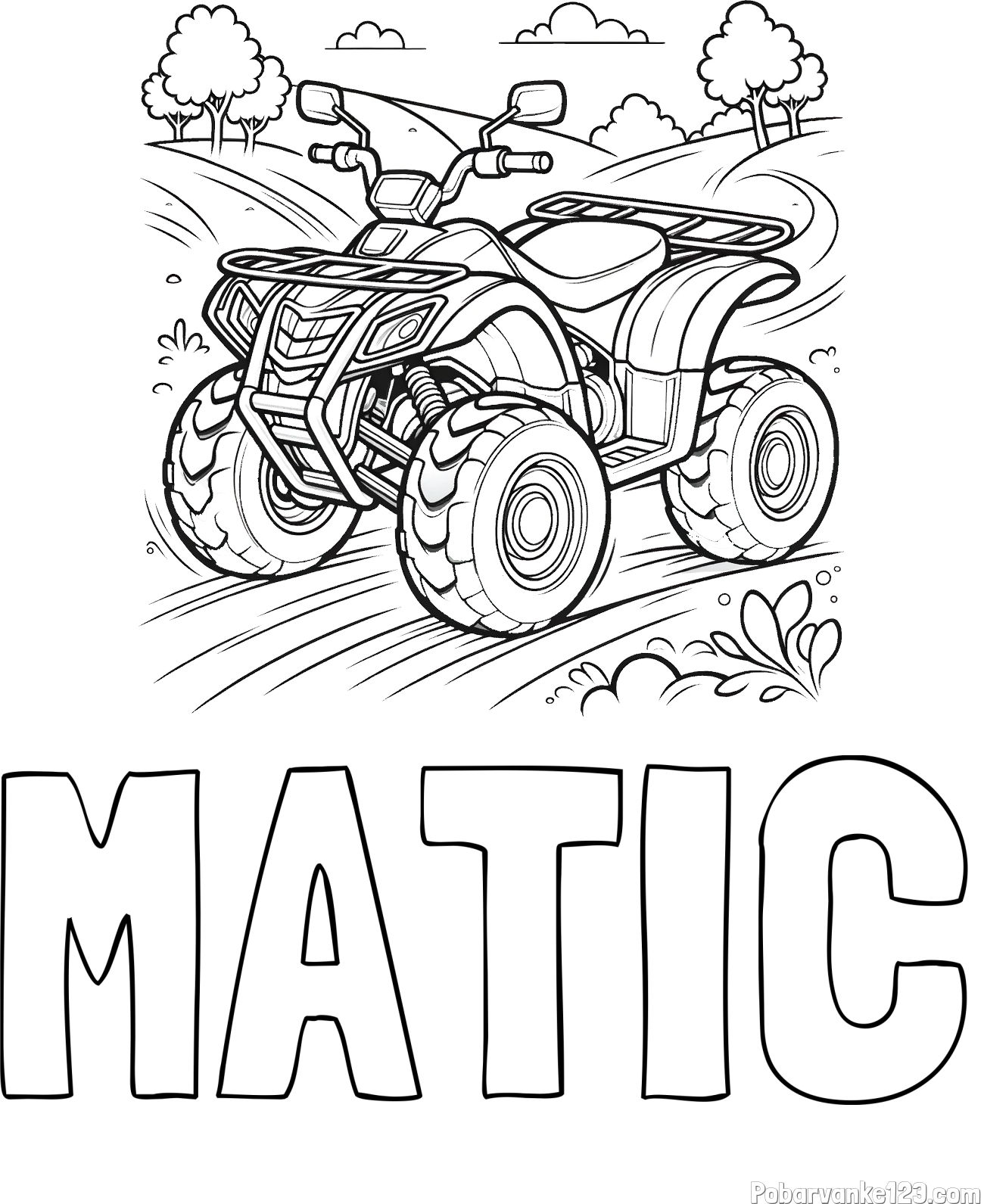 Pobarvanka imena MATIC in pobarvanka štirikolesnika na cesti