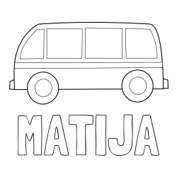 Pobarvanka imena MATIJA in avtobus