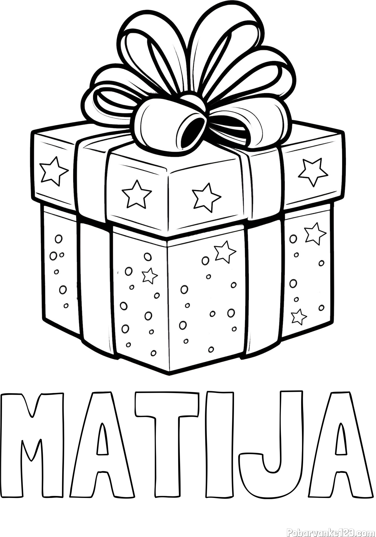 Pobarvanka imena MATIJA in pobarvanka božičnega darila