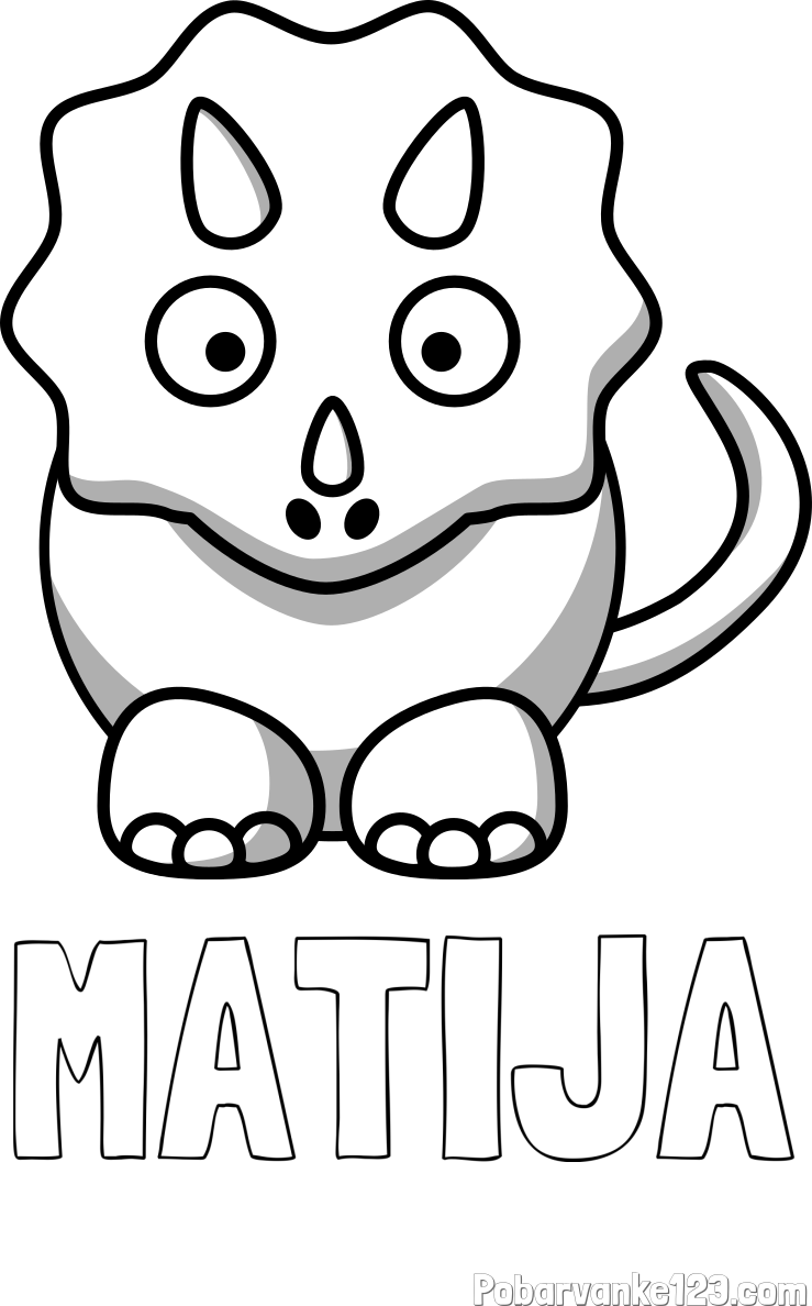 Pobarvanka imena MATIJA in pobarvanka dinozavra triceratops