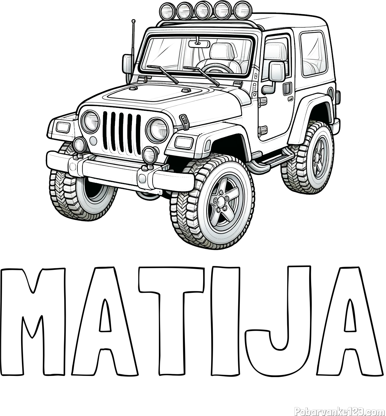 Pobarvanka imena MATIJA in pobarvanka džipa