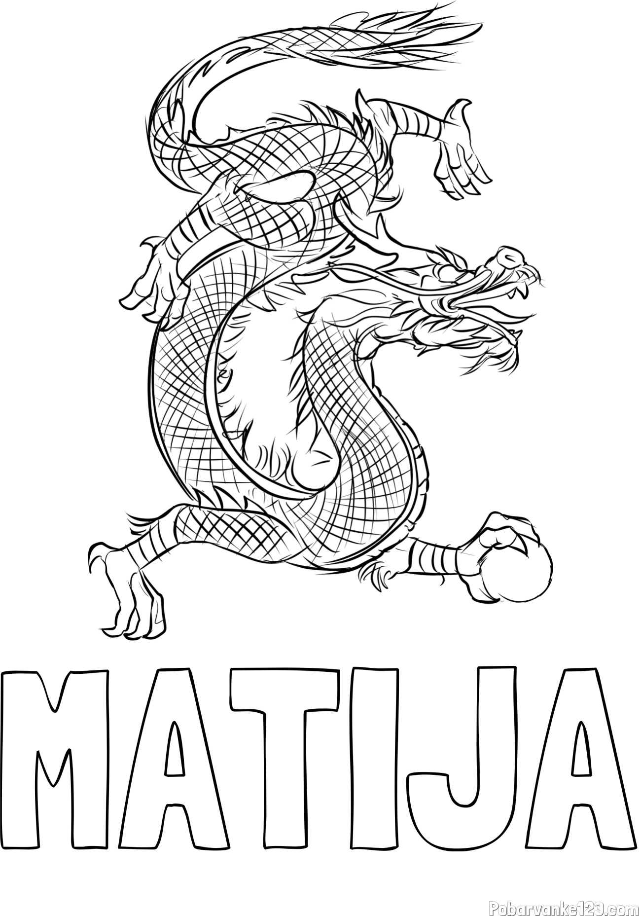 Pobarvanka imena MATIJA in pobarvanka kitajskega zmaja