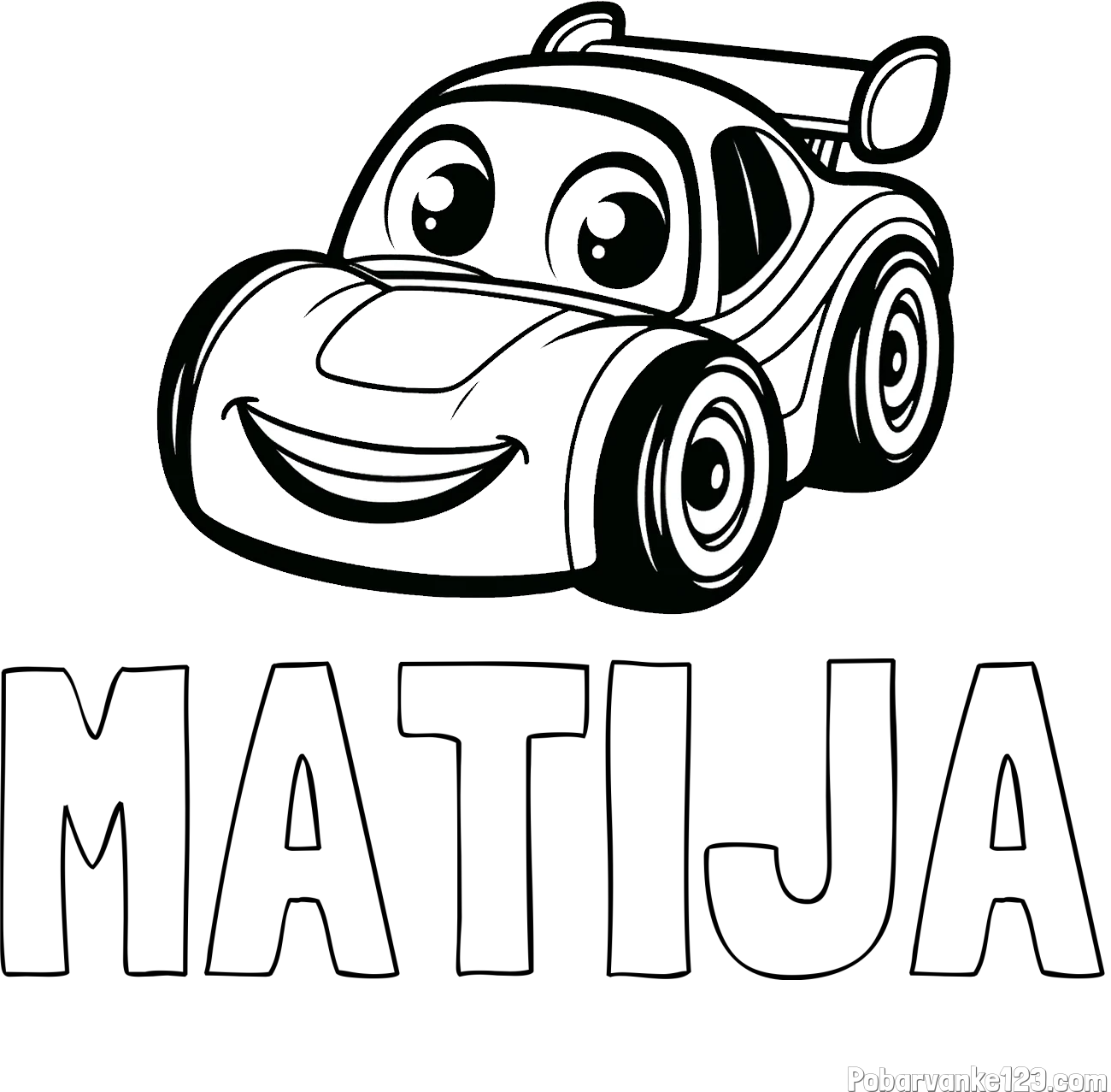 Pobarvanka imena MATIJA in pobarvanka otroškega avtomobila