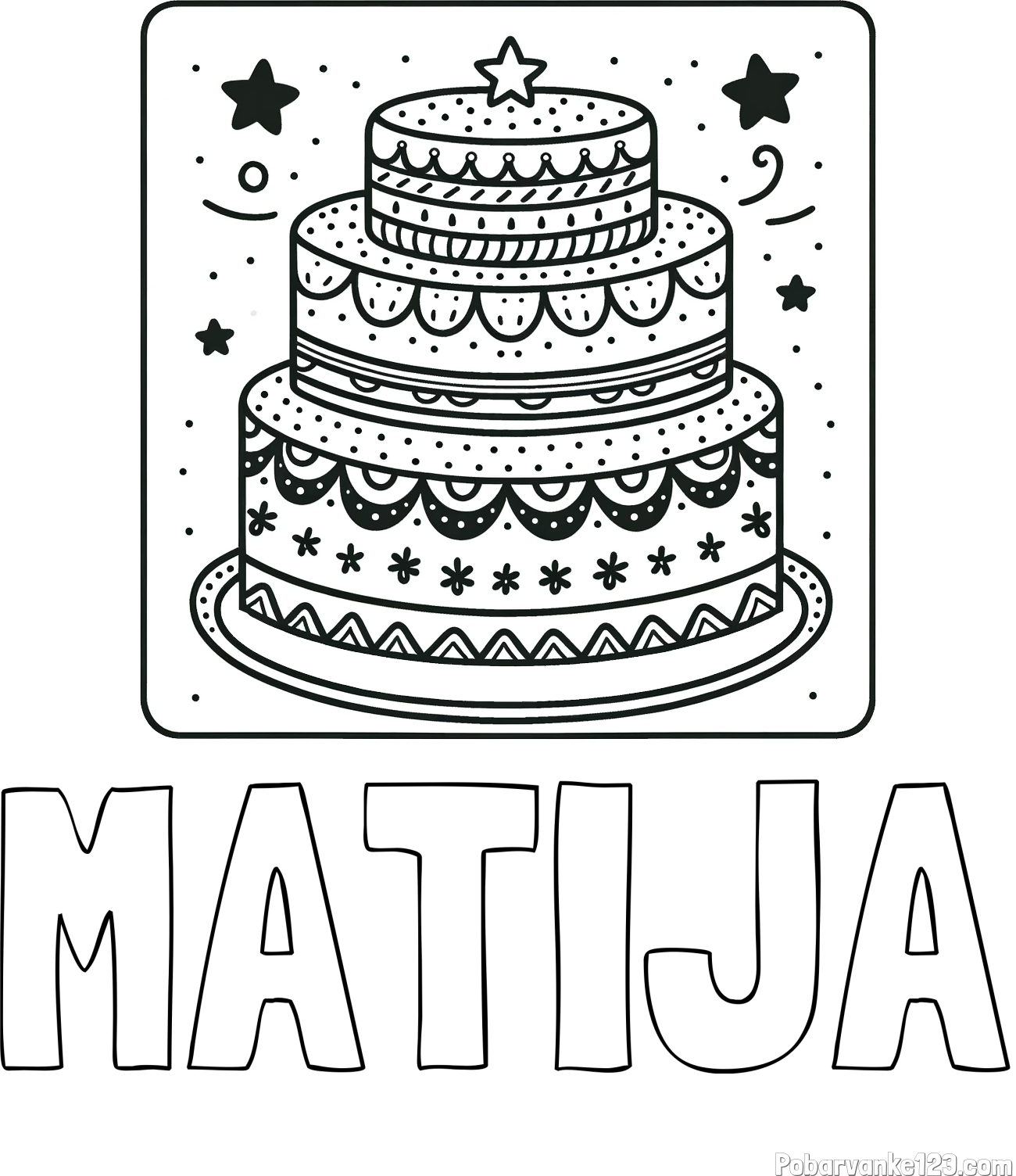 Pobarvanka imena MATIJA in pobarvanka slastne torte