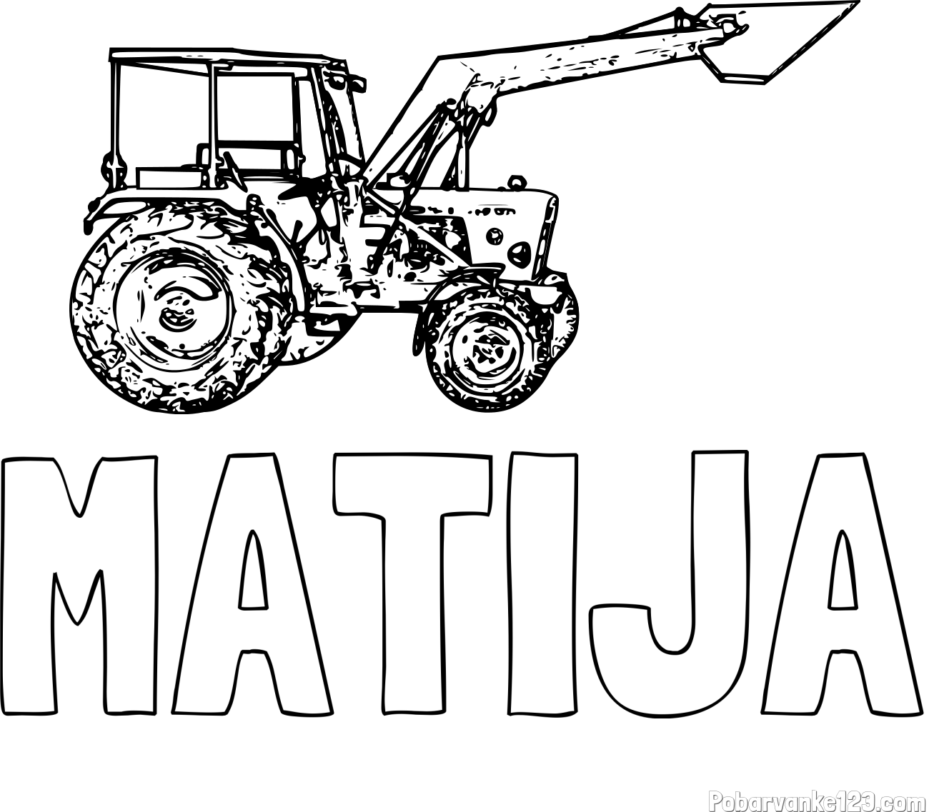 Pobarvanka imena MATIJA in pobarvanka starega traktorja