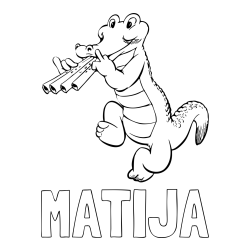 Online izdelana pobarvanka - Pobarvanka imena MATIJA in pobarvanka veselega krokodila
