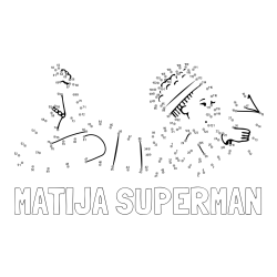 Online izdelana pobarvanka - Pobarvanka imena MATIJA SUPERMAN in pobarvanka deklice - poveži številke od pike do pike