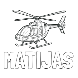 Online izdelana pobarvanka - Pobarvanka imena MATIJAS in pobarvanka sodobnega helikopterja