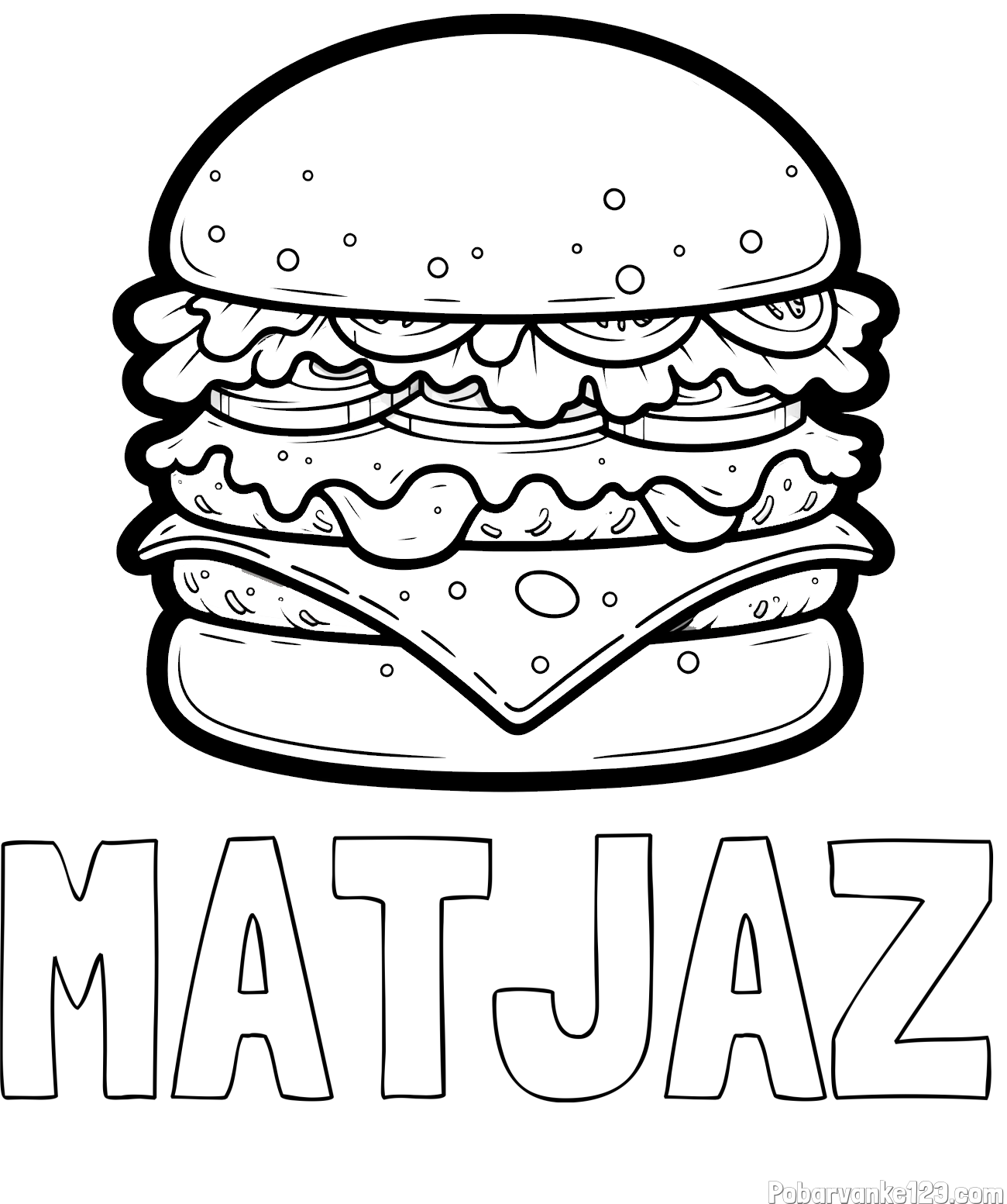Pobarvanka imena MATJAŽ in pobarvanka hamburger