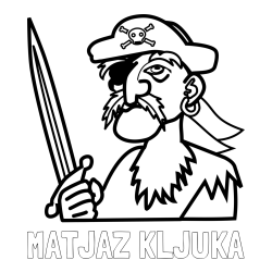 Online izdelana pobarvanka - Pobarvanka imena MATJAŽ KLJUKA in pobarvanka gusarja s kljukastim nosom