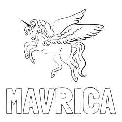 Online izdelana pobarvanka - Pobarvanka imena MAVRICA in lepa pobarvanka samoroga