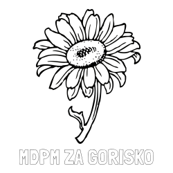 Online izdelana pobarvanka - Pobarvanka imena MDPM ZA GORIŠKO in pobarvanka lepe sončnice
