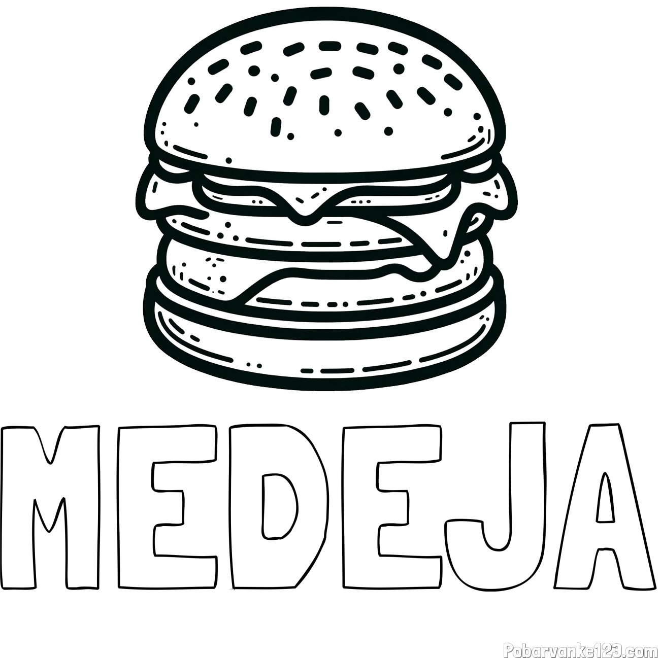 Pobarvanka imena MEDEJA in preprosta pobarvanka hamburgerja