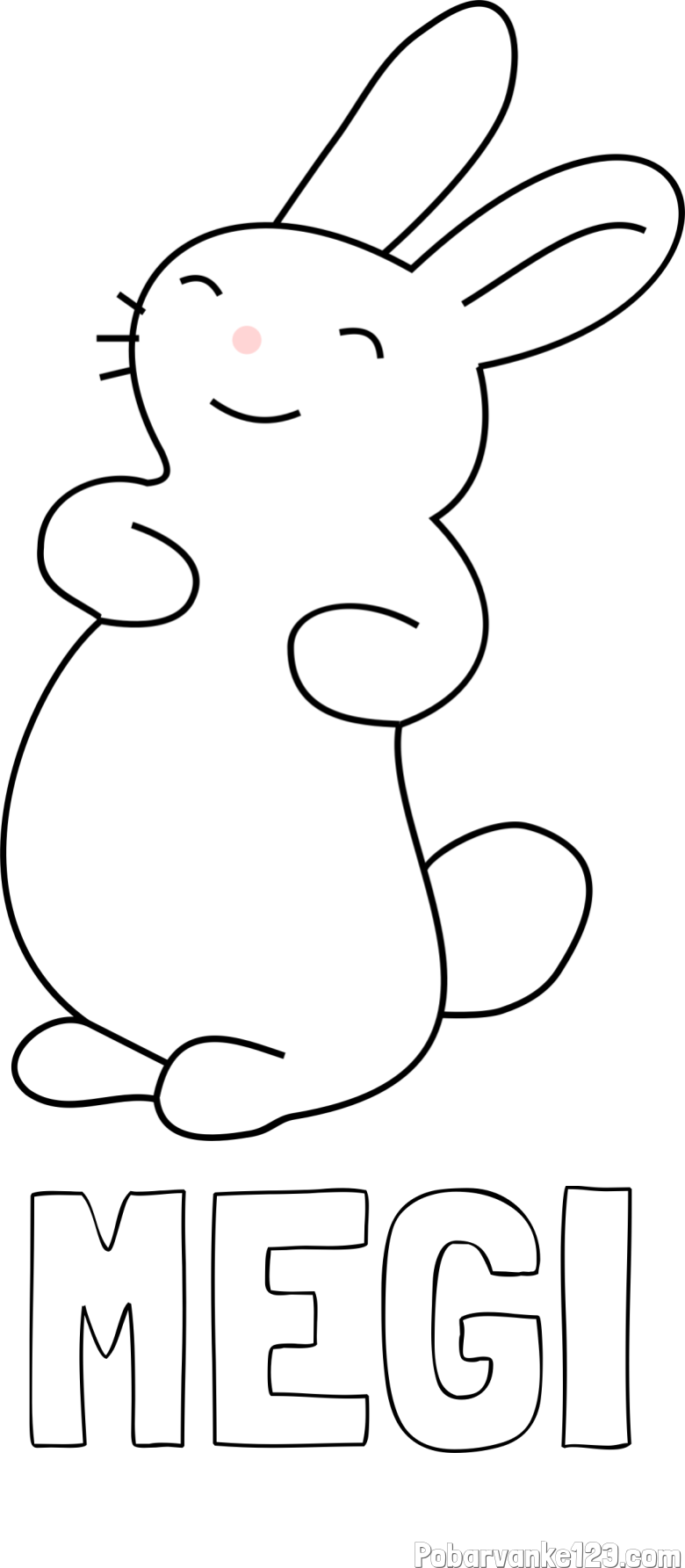 Pobarvanka imena MEGI in pobarvanka nasmejanega zajčka