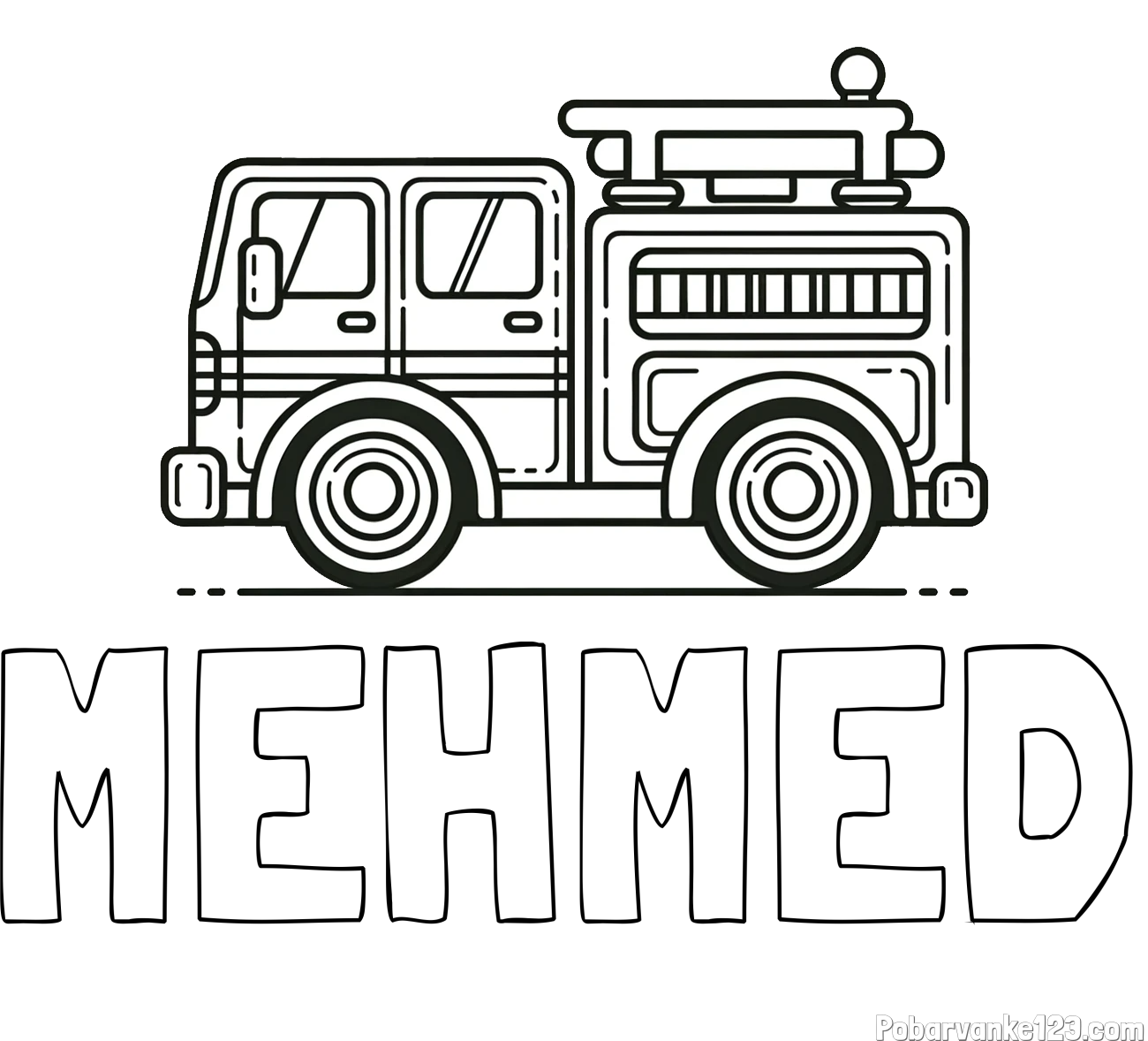 Pobarvanka imena MEHMED in lepa pobarvnak gasilskega avta