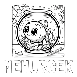 Online izdelana pobarvanka - Pobarvanka imena MEHURČEK in pobarvanka ljubke ribice