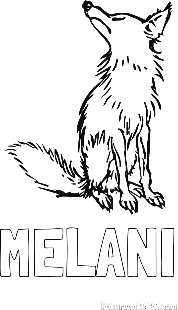 Pobarvanka imena MELANI in pobarvanka stare lisice