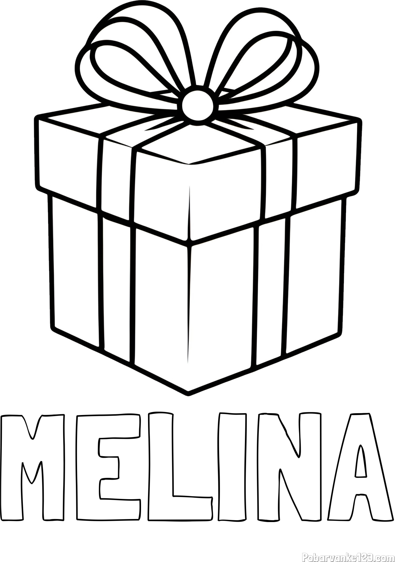 Pobarvanka imena MELINA in pobarvanka preprostega darila