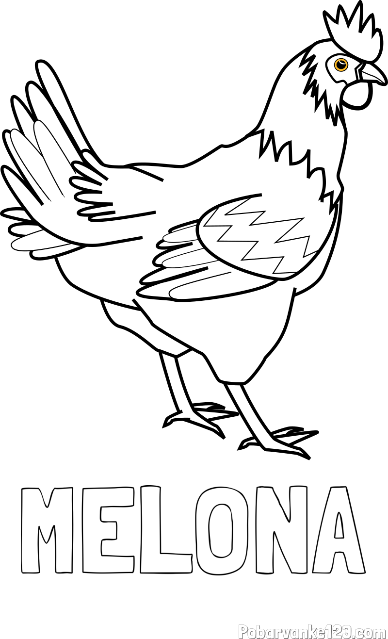 Pobarvanka imena MELONA in pobarvanka kokoške