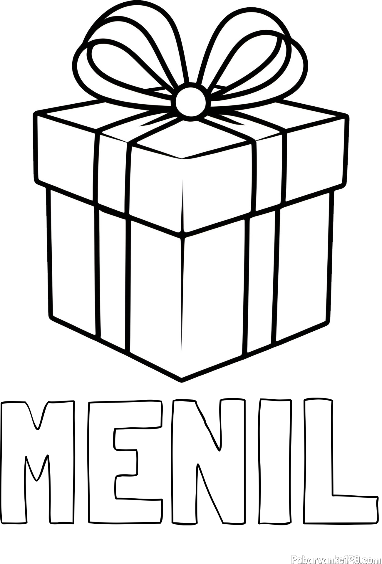 Pobarvanka imena MENIL in pobarvanka preprostega darila