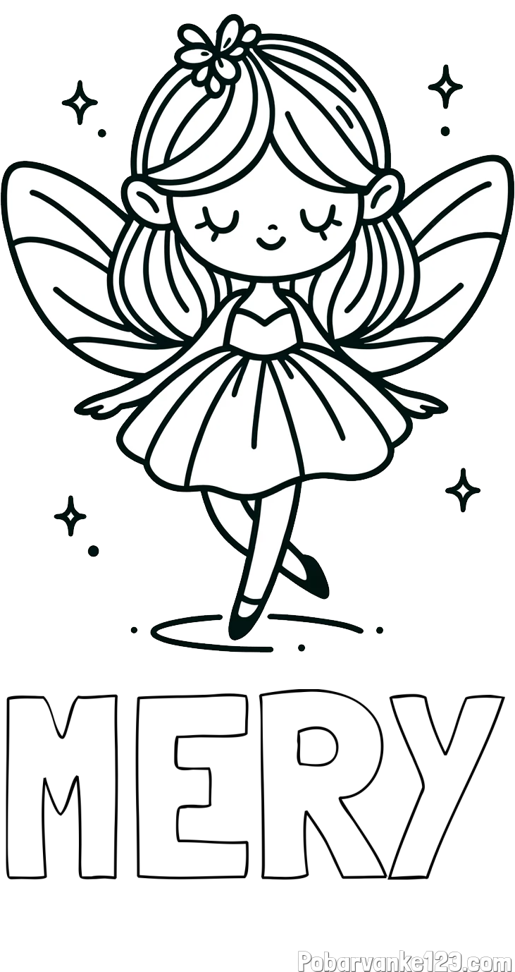 Pobarvanka imena MERY in enostavna pobarvanka čarobne vile