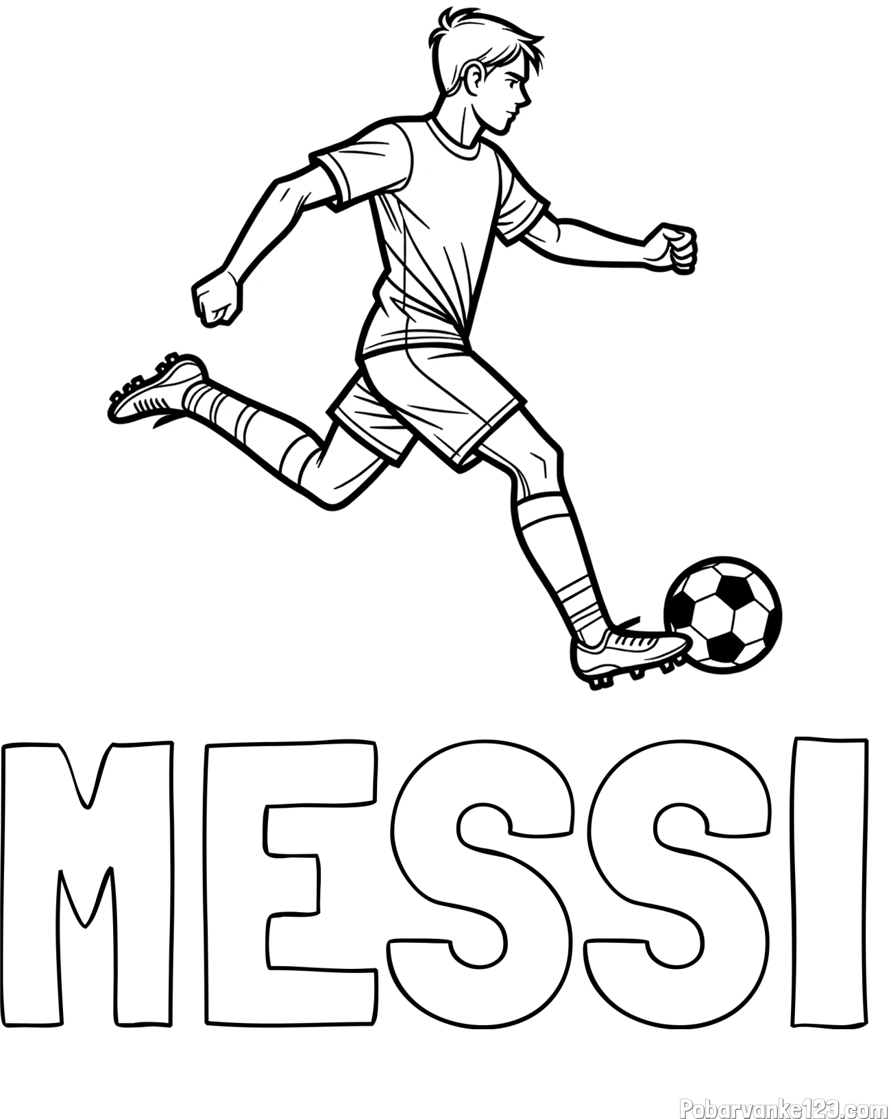 Pobarvanka imena MESSI in pobarvanka nogometaša v napadu