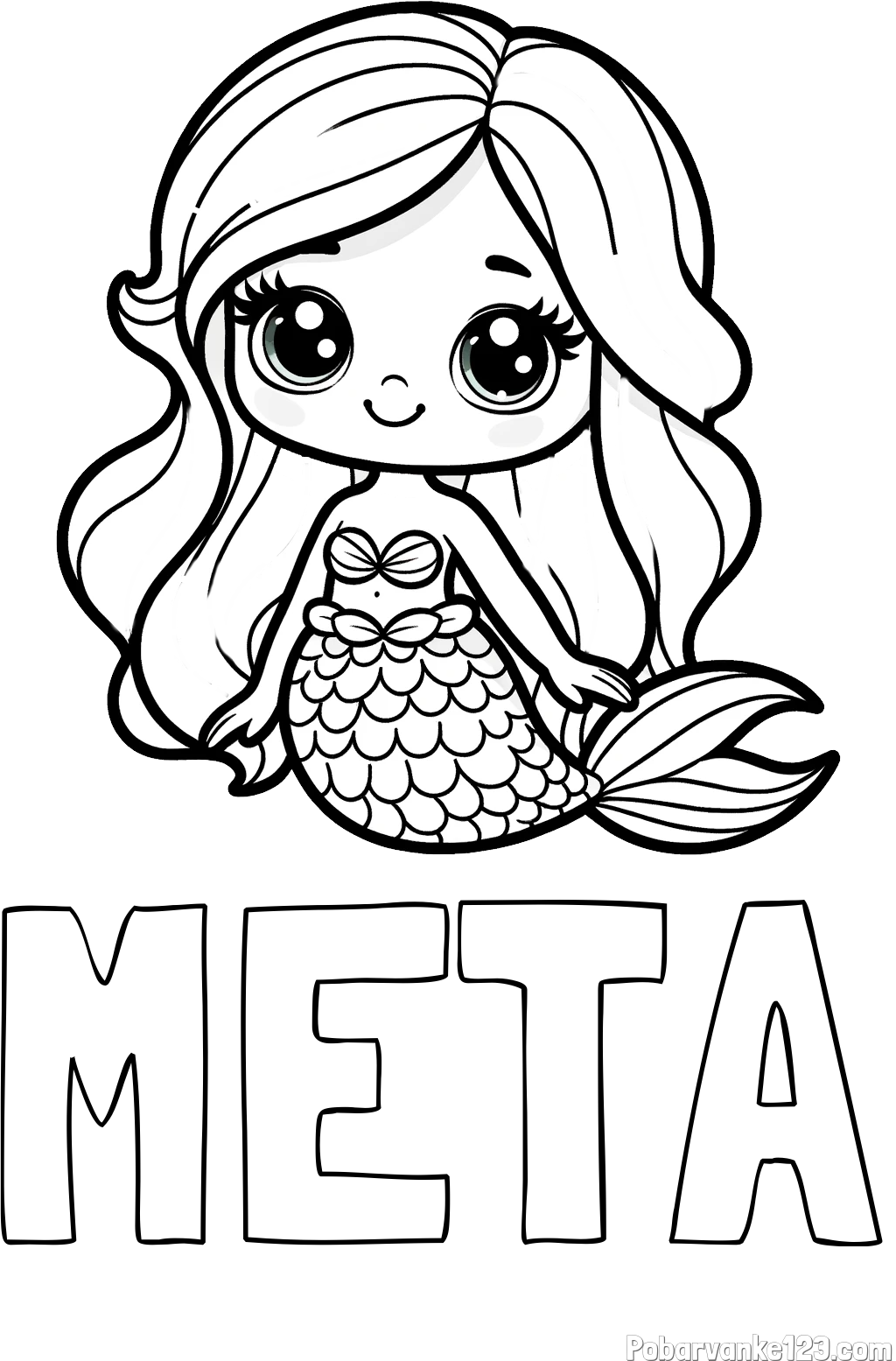 Pobarvanka imena META in pobarvanka prikupne morske deklice