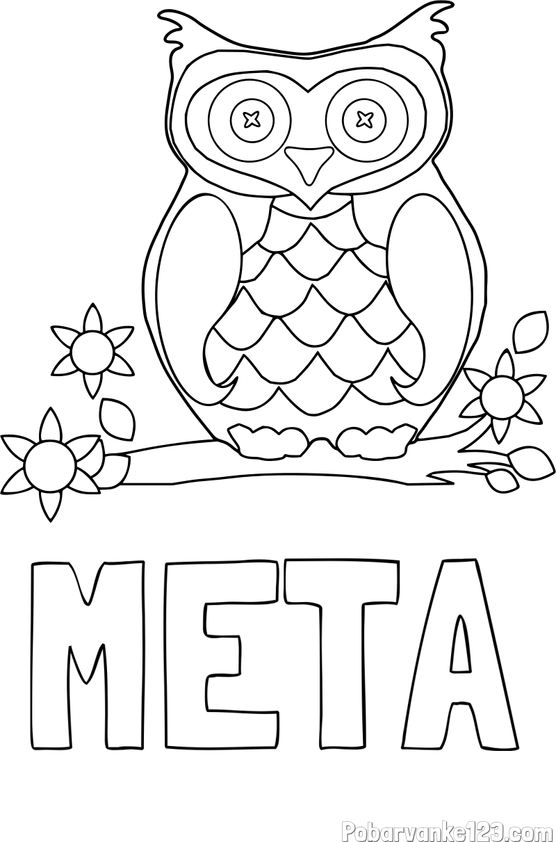 Pobarvanka imena META in pobarvanka sove