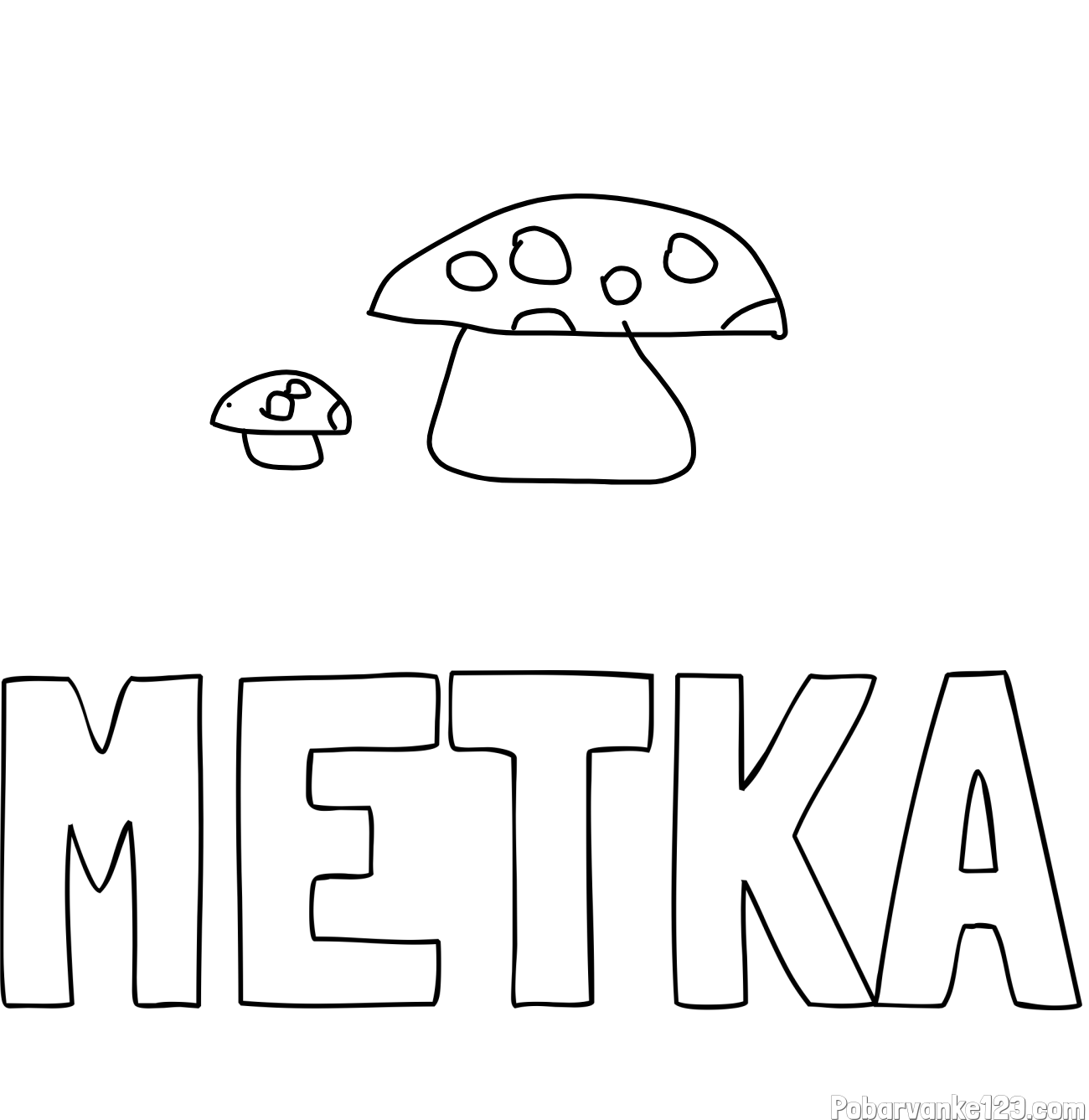 Pobarvanka imena METKA in gobici