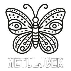 Online izdelana pobarvanka - Pobarvanka imena METULJČEK in preprosta pobarvanka metulja