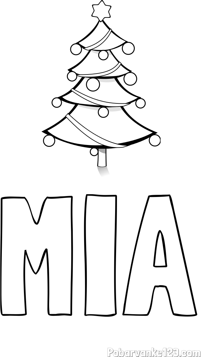 Pobarvanka imena MIA in božična smreka