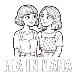 Online izdelana pobarvanka - Pobarvanka imena MIA IN HANA in pobarvanka dveh najboljših prijateljic