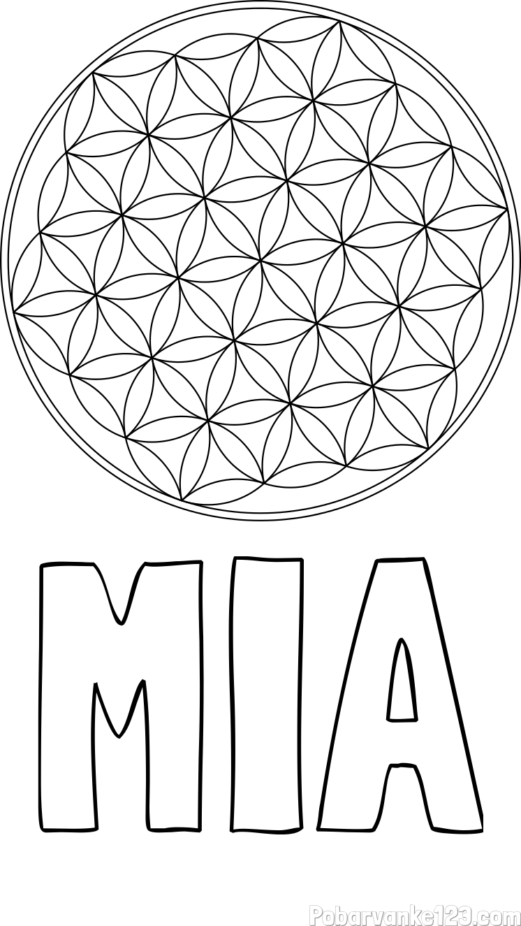 Pobarvanka imena MIA in mandale