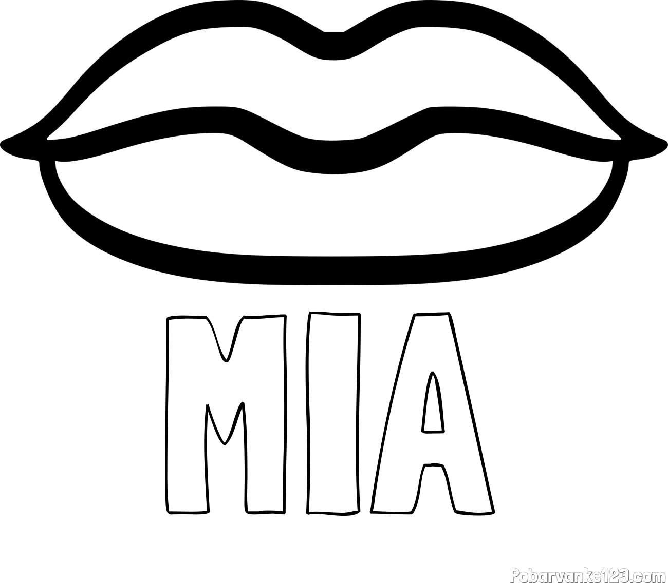 Pobarvanka imena MIA in otroška pobarvanka ustnic