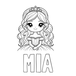 Pobarvanka imena MIA in pobarvanka ljubke princese
