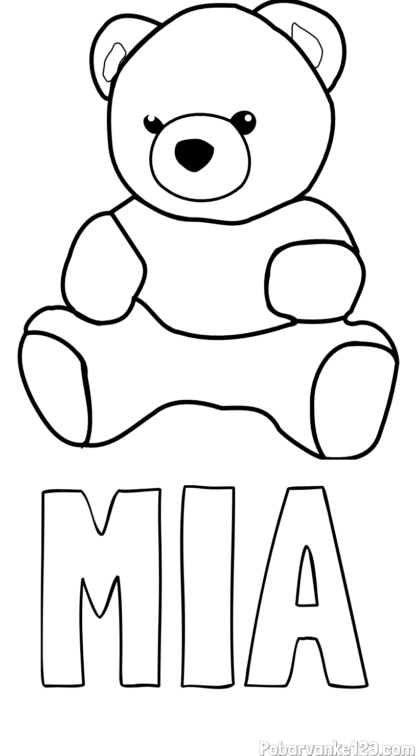 Pobarvanka imena MIA in pobarvanka medvedka