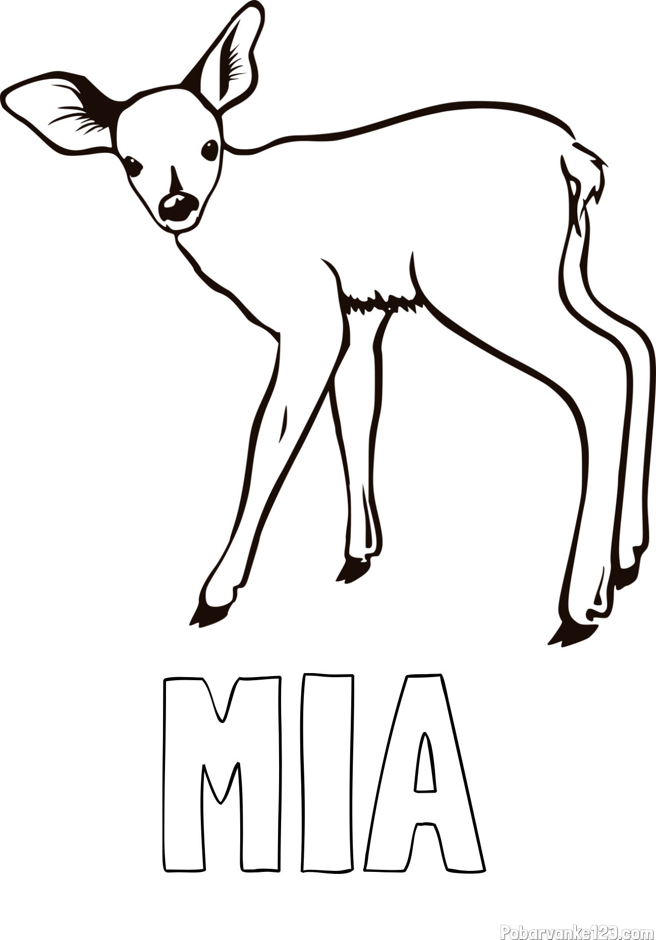 Pobarvanka imena MIA in pobarvanka mladega jelenčka