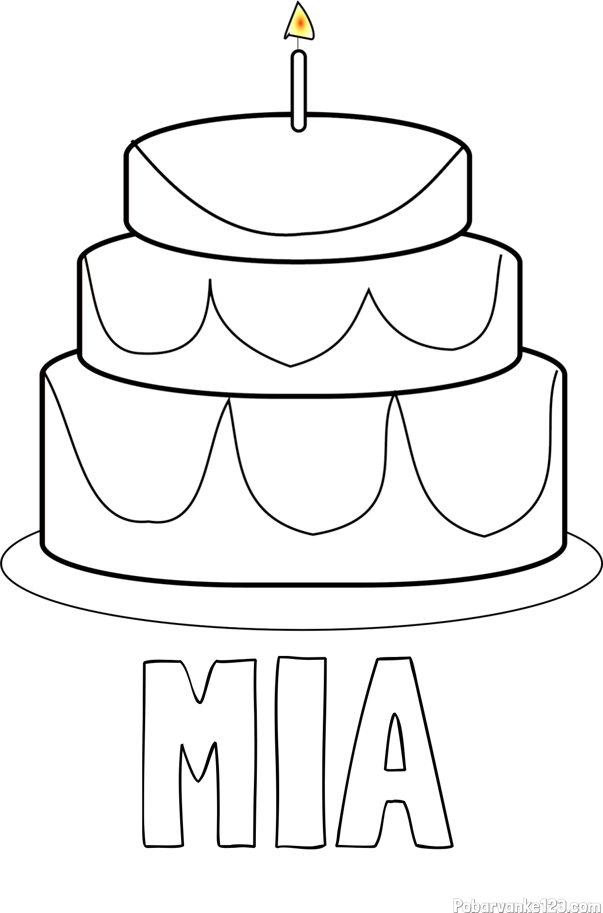 Pobarvanka imena MIA in pobarvanka poročne torte